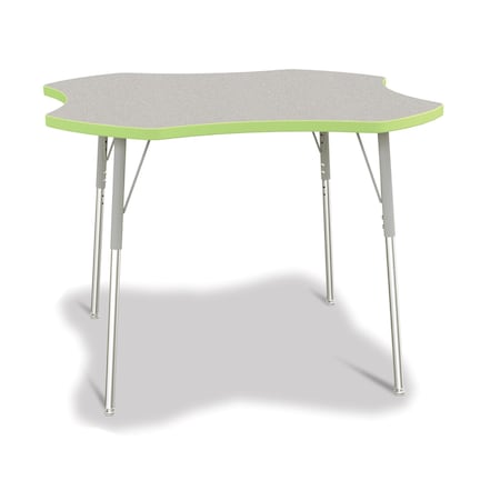 Jonti-Craft Berries Four Leaf Activity Table, A-height, Freckled Gray/Key Lime/Gray 6453JCA130